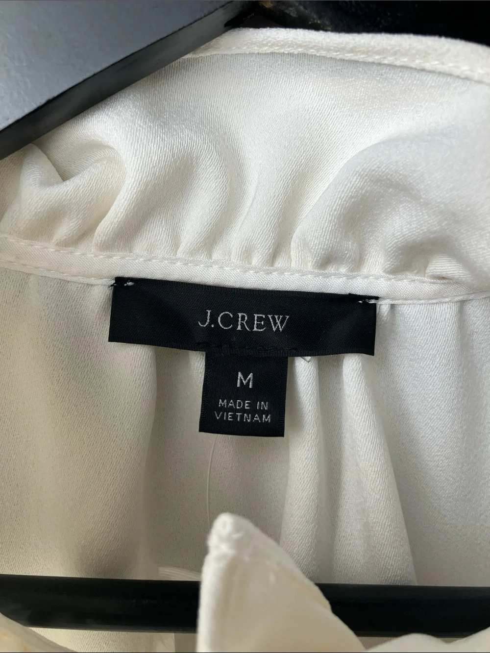 NWT J. Crew Ruffleneck 365 Crepe Women's Ivory Long Sleeve Blouse Size Medium